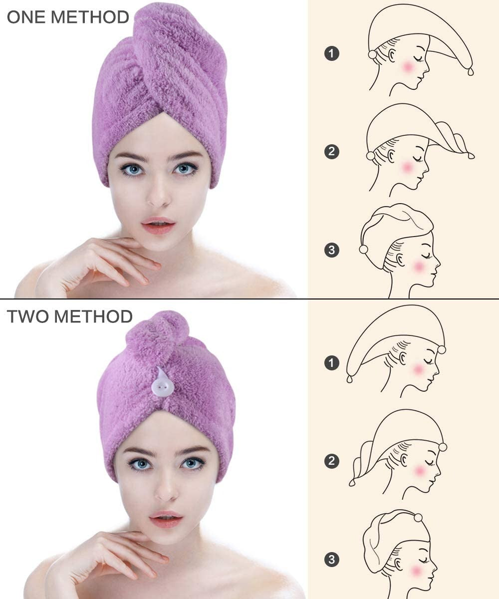 Quick Dry Microfiber Hair Towel Wrap | Soft, Absorbent & Comfortable Towel Cap