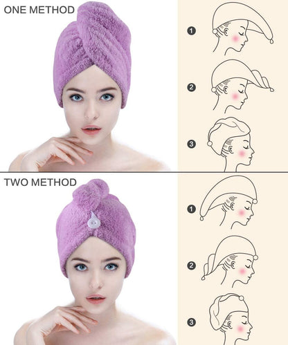 Quick Dry Microfiber Hair Towel Wrap | Soft, Absorbent & Comfortable Towel Cap