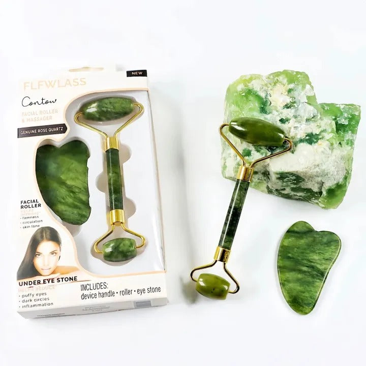 Jade Roller Facial Massager |  Gua Sha Tool