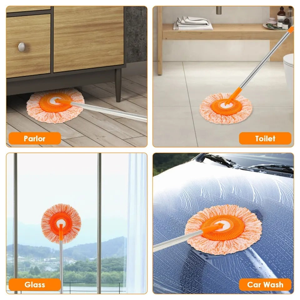 360° Spin Mop with Extendable Handle & Washable Microfiber Head