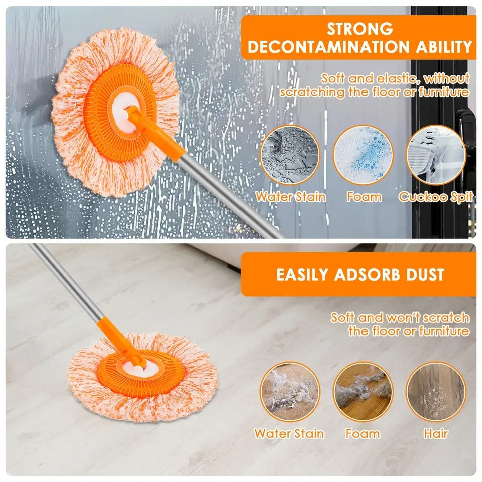 360° Spin Mop with Extendable Handle & Washable Microfiber Head