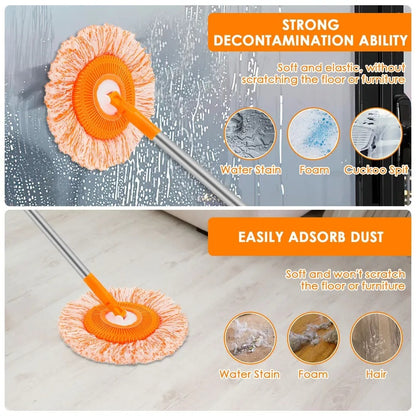360° Spin Mop with Extendable Handle & Washable Microfiber Head